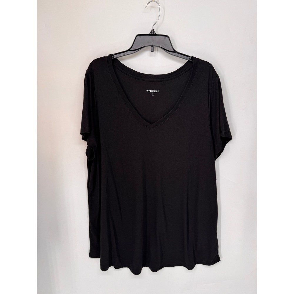 Torrid T-Shirt Women 3X Black NWT Girlfriend Signature Jersey V-Neck Tee